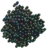 200 4mm Metallic Green AB Round Glass Beads